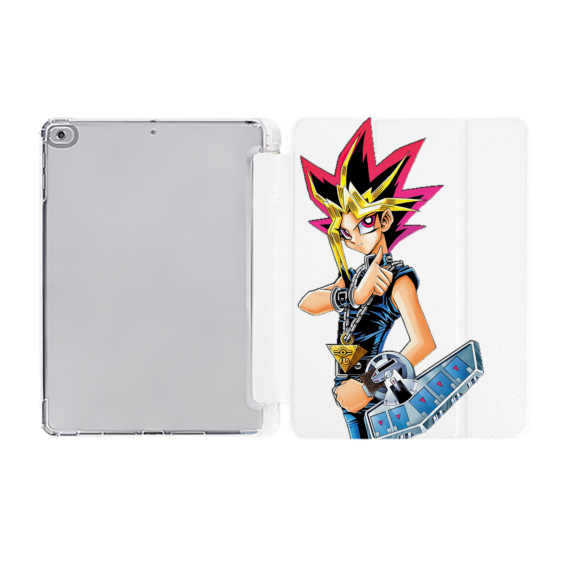 （画像用） 遊☆戯☆王 Yu-Gi-Oh! IPad ケース ペン収納付き 三つ折りスタンド PUレザー×シリコン 対応機種9.5/10.5/10.9インチ